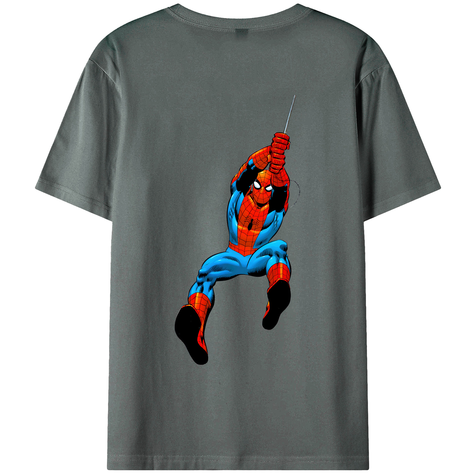 （画像用） Spider Man スパイダーマン 綿100％ メンズ半袖Tシャツ（バックプリント） 通気性